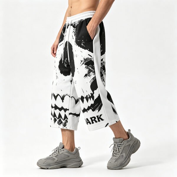 Custom Skull Graphic Cropped Sweatpants - Style E742CE - product detail view 6