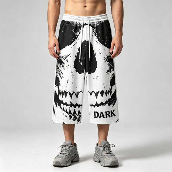 Custom Skull Graphic Cropped Sweatpants - Style E742CE - product detail view 7