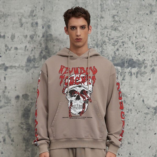 Custom Skull Graphic Heavyweight Pullover Hoodie - Style 744880
