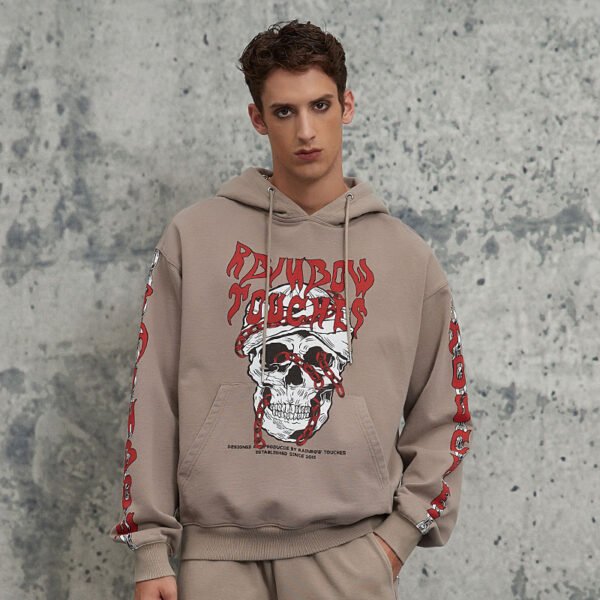 Custom Skull Graphic Heavyweight Pullover Hoodie - Style 744880 - product detail view 3
