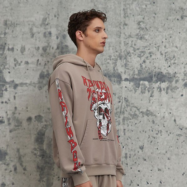 Custom Skull Graphic Heavyweight Pullover Hoodie - Style 744880 - product detail view 4