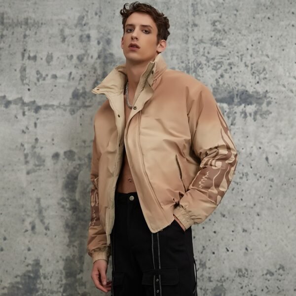 Custom Sun-Faded Sleeve Patch Puffer Jacket - Style E3E1DA - product detail view 7