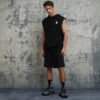 Custom Sleeveless Hooded Sweatshirt and Shorts Set - Style 914898 - product detail view 2