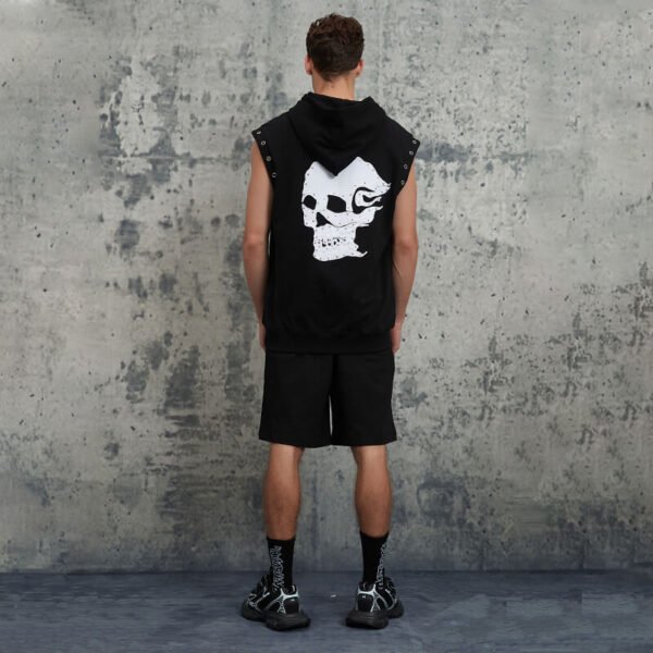 Custom Sleeveless Hooded Sweatshirt and Shorts Set - Style 914898 - product detail view 3