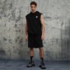 Custom Sleeveless Hooded Sweatshirt and Shorts Set - Style 914898 - product detail view 4