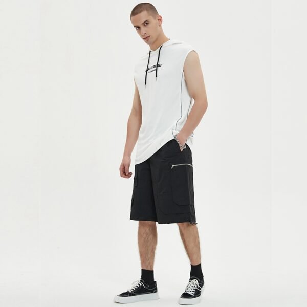 Custom Sleeveless Drawcord Muscle-Fit Hoodie - Style F0C775 - product detail view 4