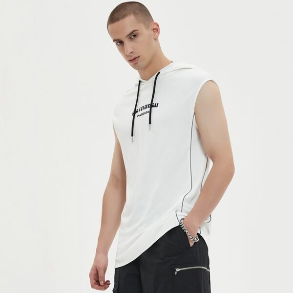 Custom Sleeveless Drawcord Muscle-Fit Hoodie - Style F0C775 - product detail view 5
