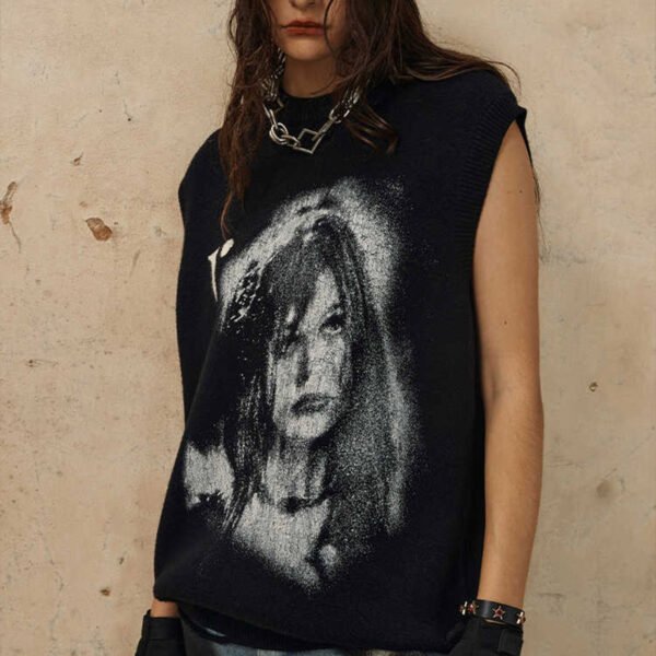 Custom Portrait Intarsia Sleeveless Knit Sweater - Style 9DE1A1 - product detail view 2 Custom Portrait Intarsia Sleeveless Knit Sweater - Style 9DE1A1 - product detail view 2