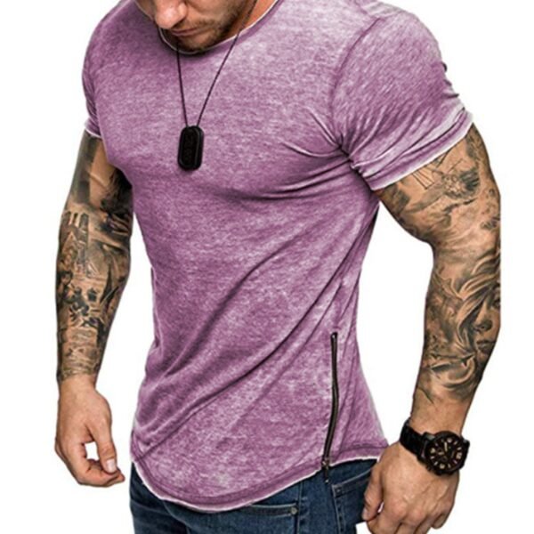 Custom Men's Slim-Fit Round-Neck Hem-Zip T-Shirt - Style 8DA5EF - product detail view 4 Custom Men's Slim-Fit Round-Neck Hem-Zip T-Shirt - Style 8DA5EF - product detail view 4