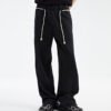 Custom Snow-Wash Drawstring Relaxed Pants - Style A638B2 Black snow-wash relaxed fit drawstring pants