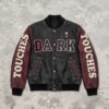 Custom Soft-Finish Contrast Sleeve Varsity Jacket - Style E46FD6 - product detail view 3 Custom Soft-Finish Contrast Sleeve Varsity Jacket - Style E46FD6 - product detail view 3