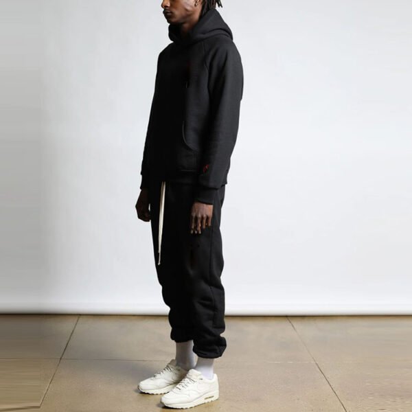 Custom Solid Black Pullover Street Hoodie cc123a304ca841f5 - Style CC123A - product detail view 4