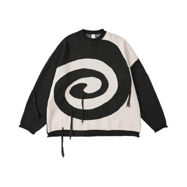 Custom Spiral Panel Knit Sweater | VW-13B856 - Style 13B856 Black and white spiral knit sweater