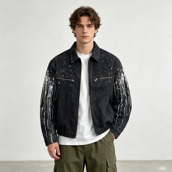 Custom Washed Splash-Ink Canvas Jacket - Style 7CD326 - product detail view 5