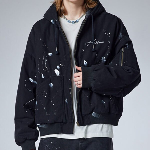 Custom Splash Ink Boxy Hooded Flight Jacket - Style 6AA7C2 - product detail view 3 Custom Splash Ink Boxy Hooded Flight Jacket - Style 6AA7C2 - product detail view 3