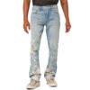 Custom Washed Splatter-Painted Denim Jeans - Style A5F5B3 Light wash denim jeans with white splatter print and a ripped knee