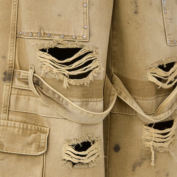 Custom Splatter Washed Distressed Cargo Pants - 51f1082a74e59954 - Style 51F108 - product detail view 3