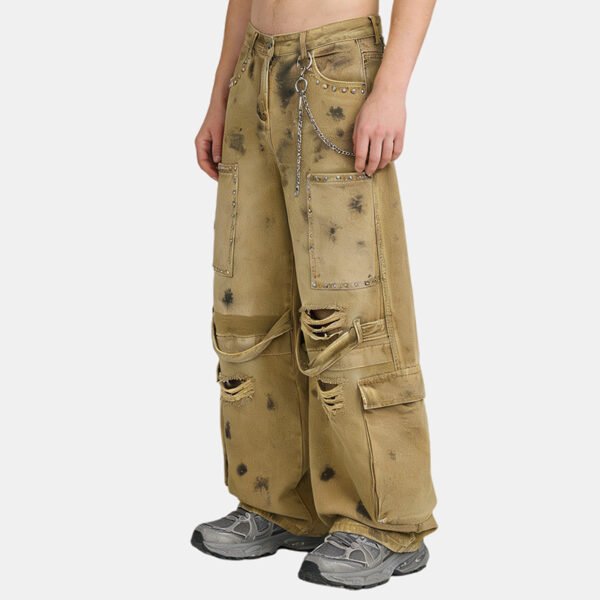 Custom Splatter Washed Distressed Cargo Pants - 51f1082a74e59954 - Style 51F108 - product detail view 4