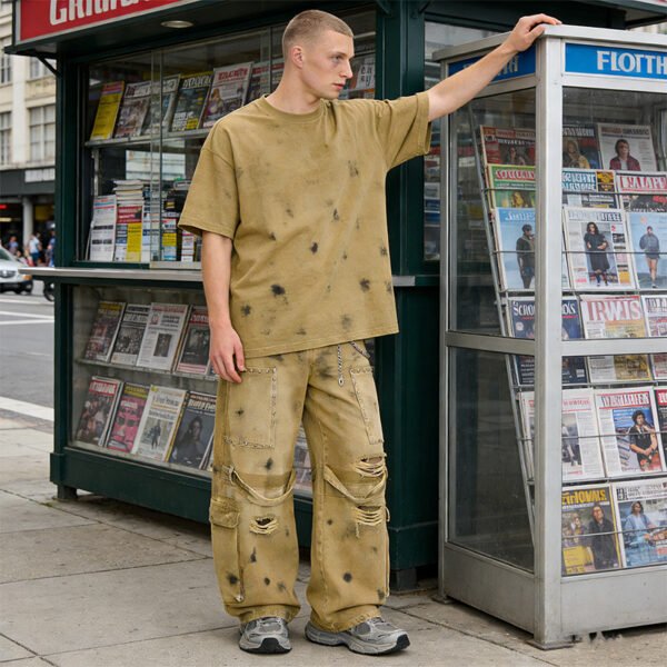 Custom Splatter Washed Distressed Cargo Pants - 51f1082a74e59954 - Style 51F108 - product detail view 5