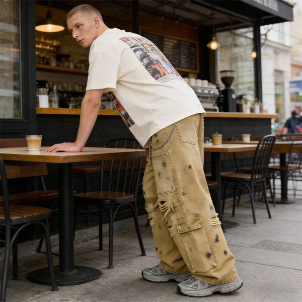 Custom Splatter Washed Distressed Cargo Pants - 51f1082a74e59954 - Style 51F108 - product detail view 6
