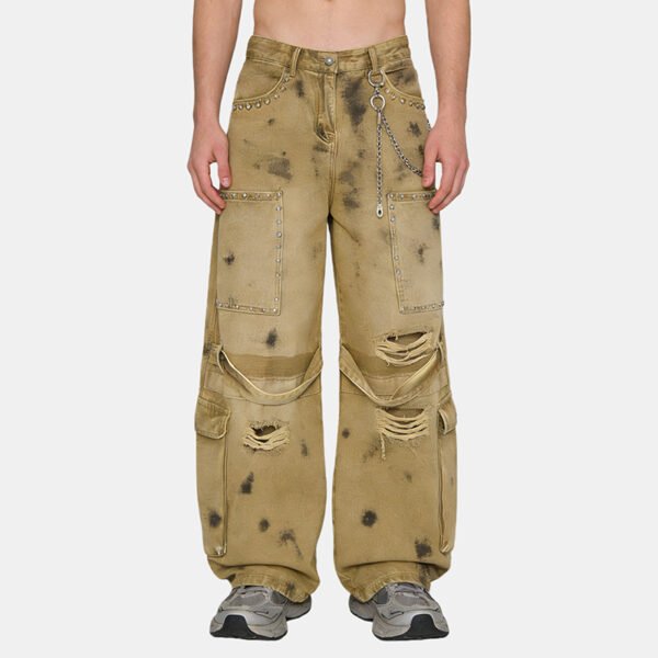 Custom Splatter Washed Distressed Cargo Pants - 51f1082a74e59954 - Style 51F108 - product detail view 8