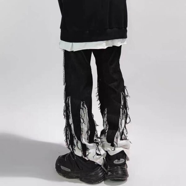 Custom Layered Fray Hem Spliced Denim Jeans - Style DAA382 - product detail view 3 Custom Layered Fray Hem Spliced Denim Jeans - Style DAA382 - product detail view 3