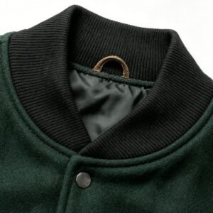 Men's green spliced vintage varsity jacket