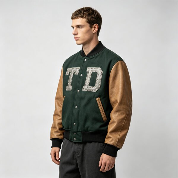 Custom Spliced Vintage Varsity Jacket - Style B529CB - product detail view 4 Custom Spliced Vintage Varsity Jacket - Style B529CB - product detail view 4