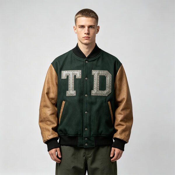 Custom Spliced Vintage Varsity Jacket - Style B529CB - product detail view 6 Custom Spliced Vintage Varsity Jacket - Style B529CB - product detail view 6