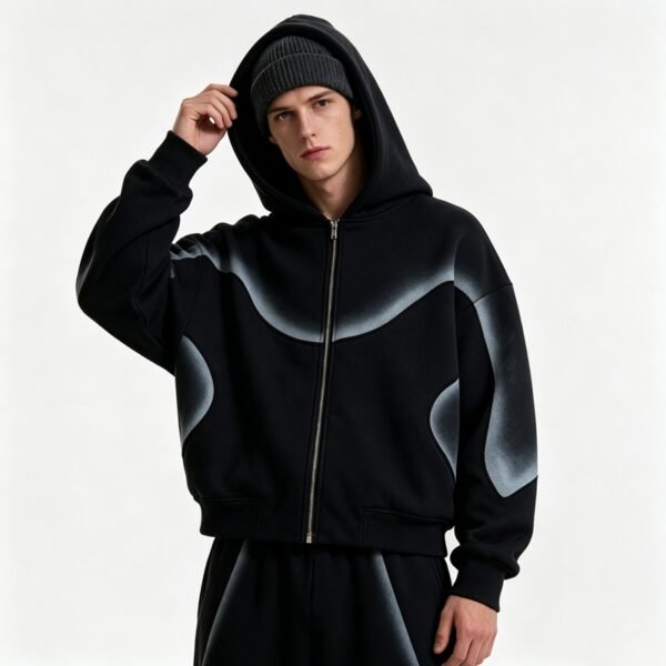 Custom Spray-Dye Curved Zip Hoodie Set - 8634502 - Style F98CE8 - product detail view 2 Custom Spray-Dye Curved Zip Hoodie Set - 8634502 - Style F98CE8 - product detail view 2
