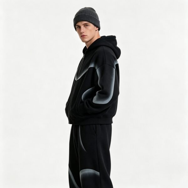 Custom Spray-Dye Curved Zip Hoodie Set - 8634502 - Style F98CE8 - product detail view 3 Custom Spray-Dye Curved Zip Hoodie Set - 8634502 - Style F98CE8 - product detail view 3