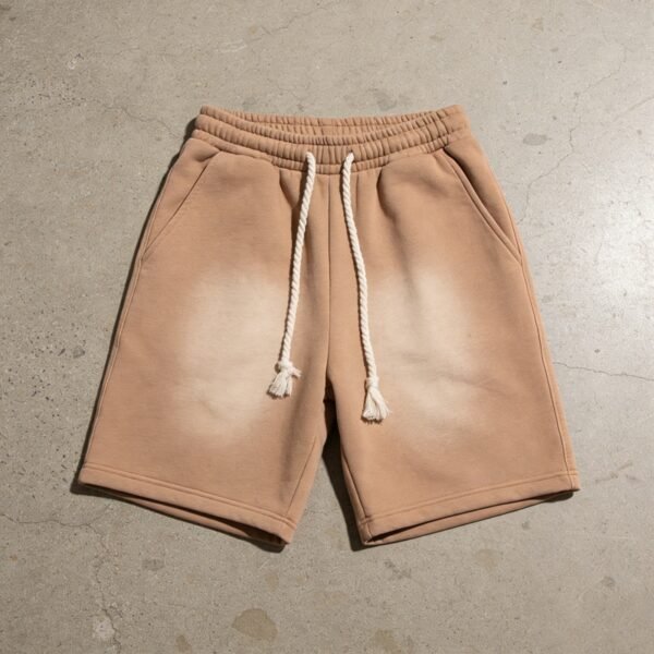 Custom Spray-Dyed Drawcord Fleece Shorts - Style 81B088 - product detail view 2 Custom Spray-Dyed Drawcord Fleece Shorts - Style 81B088 - product detail view 2