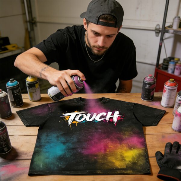 Custom Spray-Dyed Washed Graphic T-Shirt - Style 5C7EB1 - product detail view 4