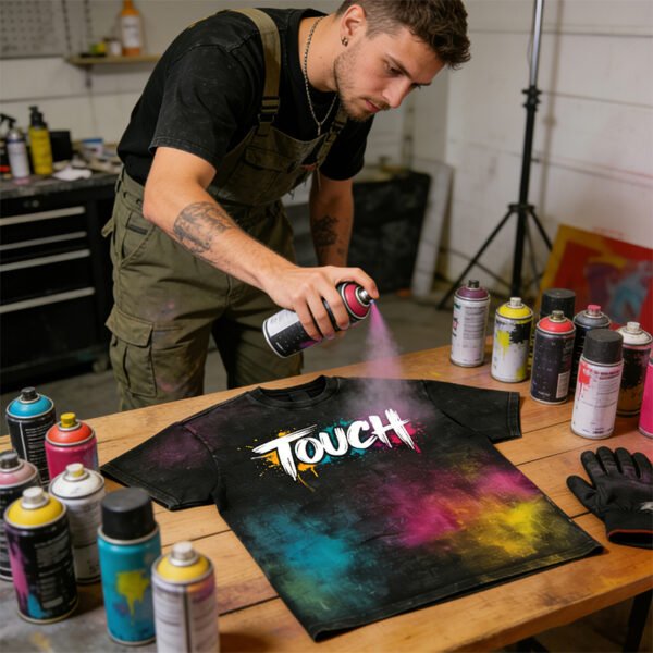 Custom Spray-Dyed Washed Graphic T-Shirt - Style 5C7EB1 - product detail view 5