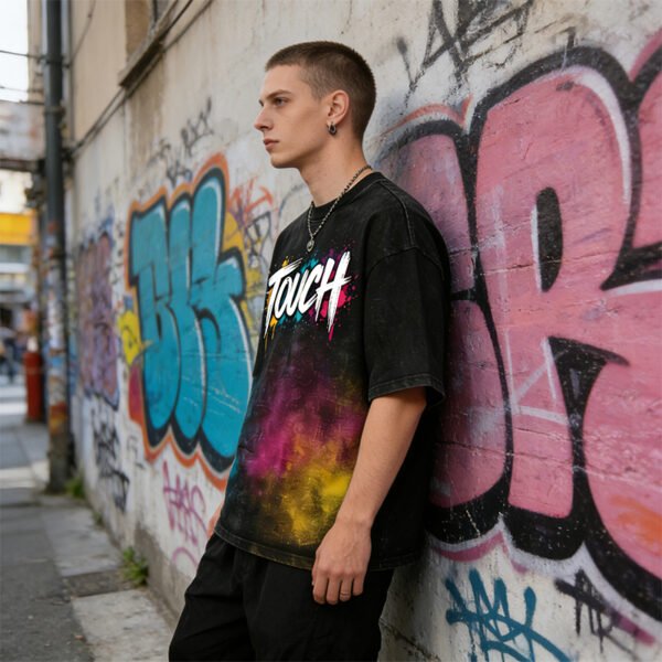 Custom Spray-Dyed Washed Graphic T-Shirt - Style 5C7EB1 - product detail view 8