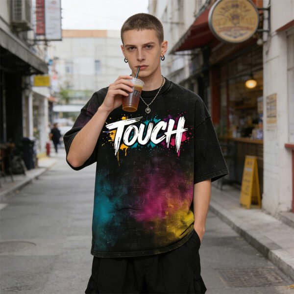 Custom Spray-Dyed Washed Graphic T-Shirt - Style 5C7EB1 - product detail view 9