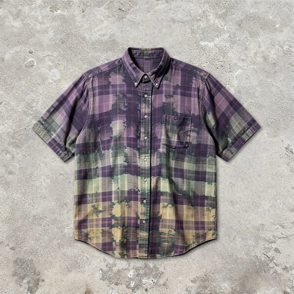 Custom Spray-Dyed Plaid Print Streetwear Shorts - Style CF1963 - product detail view 9 Custom Spray-Dyed Plaid Print Streetwear Shorts - Style CF1963 - product detail view 9