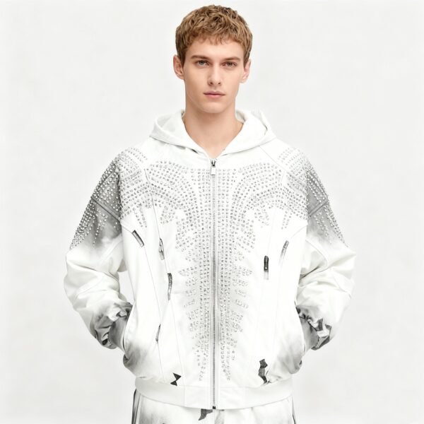 Custom Spray-Effect Hooded Jacket - Style EF7D37 - product detail view 2