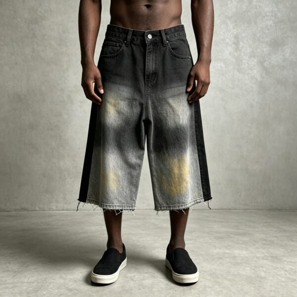 Custom Spray-Fade Raw-Hem Denim Capri Jeans - Style 977E27 - product detail view 6 Custom Spray-Fade Raw-Hem Denim Capri Jeans - Style 977E27 - product detail view 6