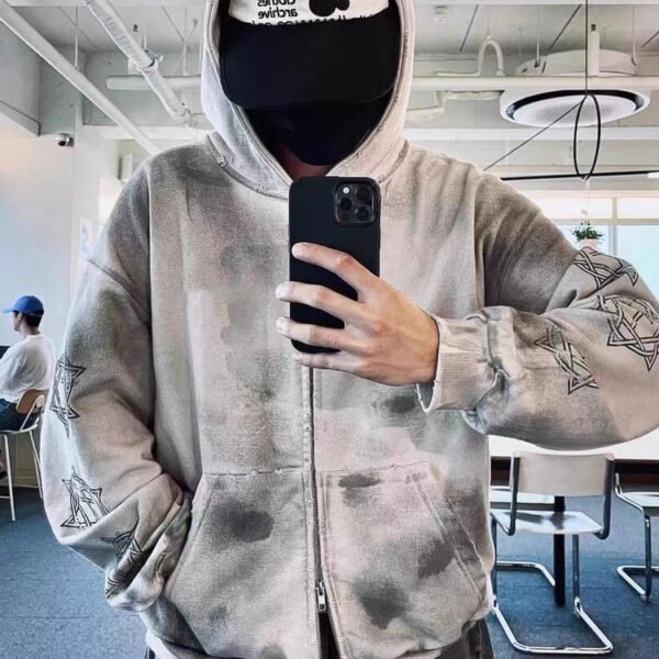 Custom Spray-Wash Zip Hoodie with Proportioned Cuffs - Style DD43D6 - product detail view 4