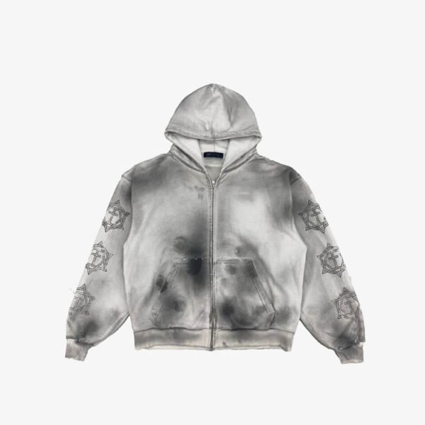 Custom Spray-Wash Zip Hoodie with Proportioned Cuffs - Style DD43D6 - product detail view 5
