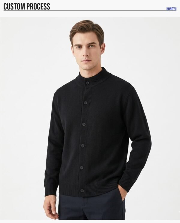 Custom Stand-Collar Knit Button Cardigan | - Style B79154 - product detail view 11 Custom Stand-Collar Knit Button Cardigan | - Style B79154 - product detail view 11
