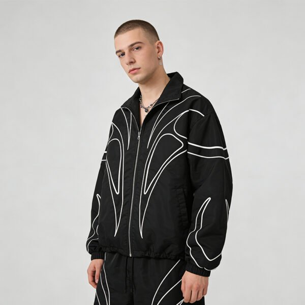 Custom Stand-Collar Linework Zip Jacket - Style 1920A0 - product detail view 6 Custom Stand-Collar Linework Zip Jacket - Style 1920A0 - product detail view 6