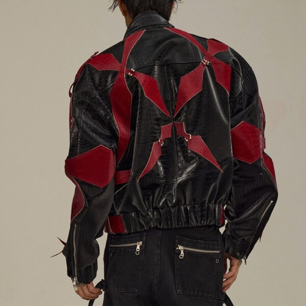 Custom Contrast Panel Stand-Collar Street Jacket - Style EA33EA - product detail view 5