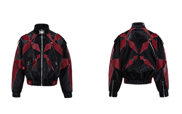 Custom Contrast Panel Stand-Collar Street Jacket - Style EA33EA - product detail view 6