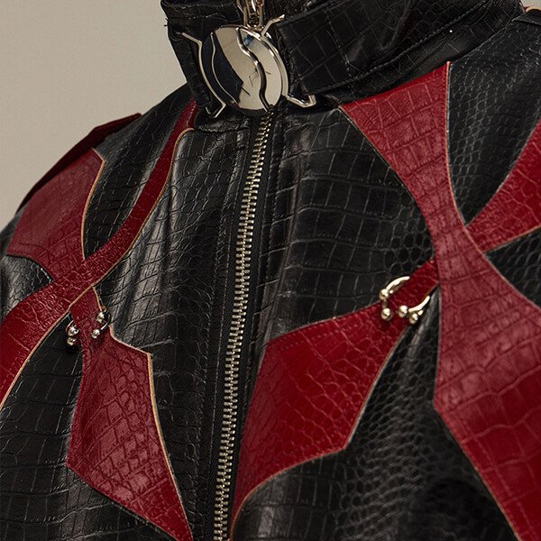 Custom Contrast Panel Stand-Collar Street Jacket - Style EA33EA - product detail view 9