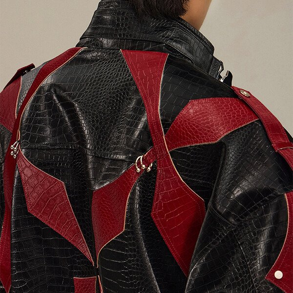Custom Contrast Panel Stand-Collar Street Jacket - Style EA33EA - product detail view 10
