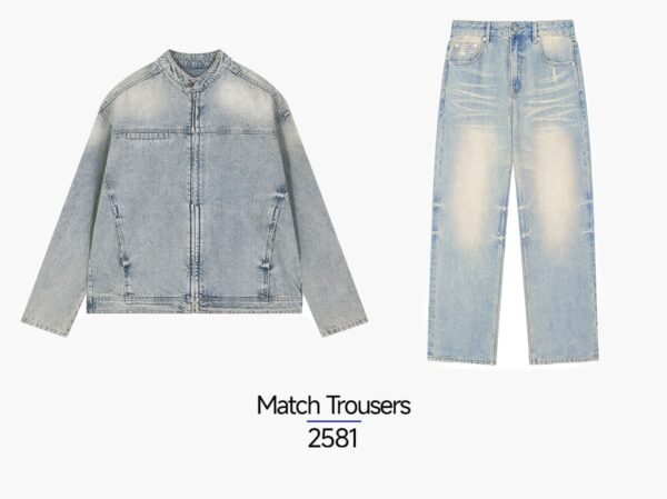 Custom Stand-Collar Zip Denim Jacket 2587 - Style 87C5B1 - product detail view 11 Custom Stand-Collar Zip Denim Jacket 2587 - Style 87C5B1 - product detail view 11