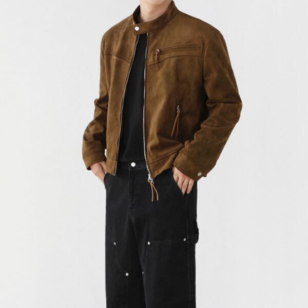 Custom Stand-Collar Suede-Look Zip Jacket - Style 1C5802 - product detail view 3 Custom Stand-Collar Suede-Look Zip Jacket - Style 1C5802 - product detail view 3