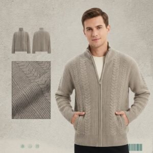 Custom Stand Collar Zip Knit Sweater 2032 - Style 2D53E1